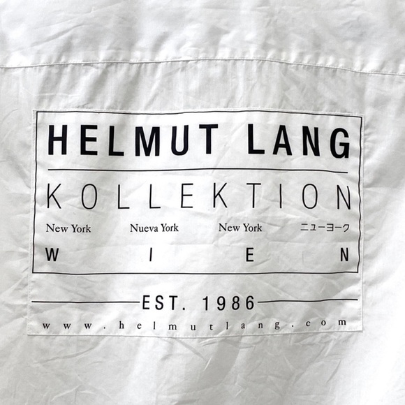 HELMUT LANG Men’s Spread Collar Shirt Monogram Back Patch Size M - Picture 7 of 7